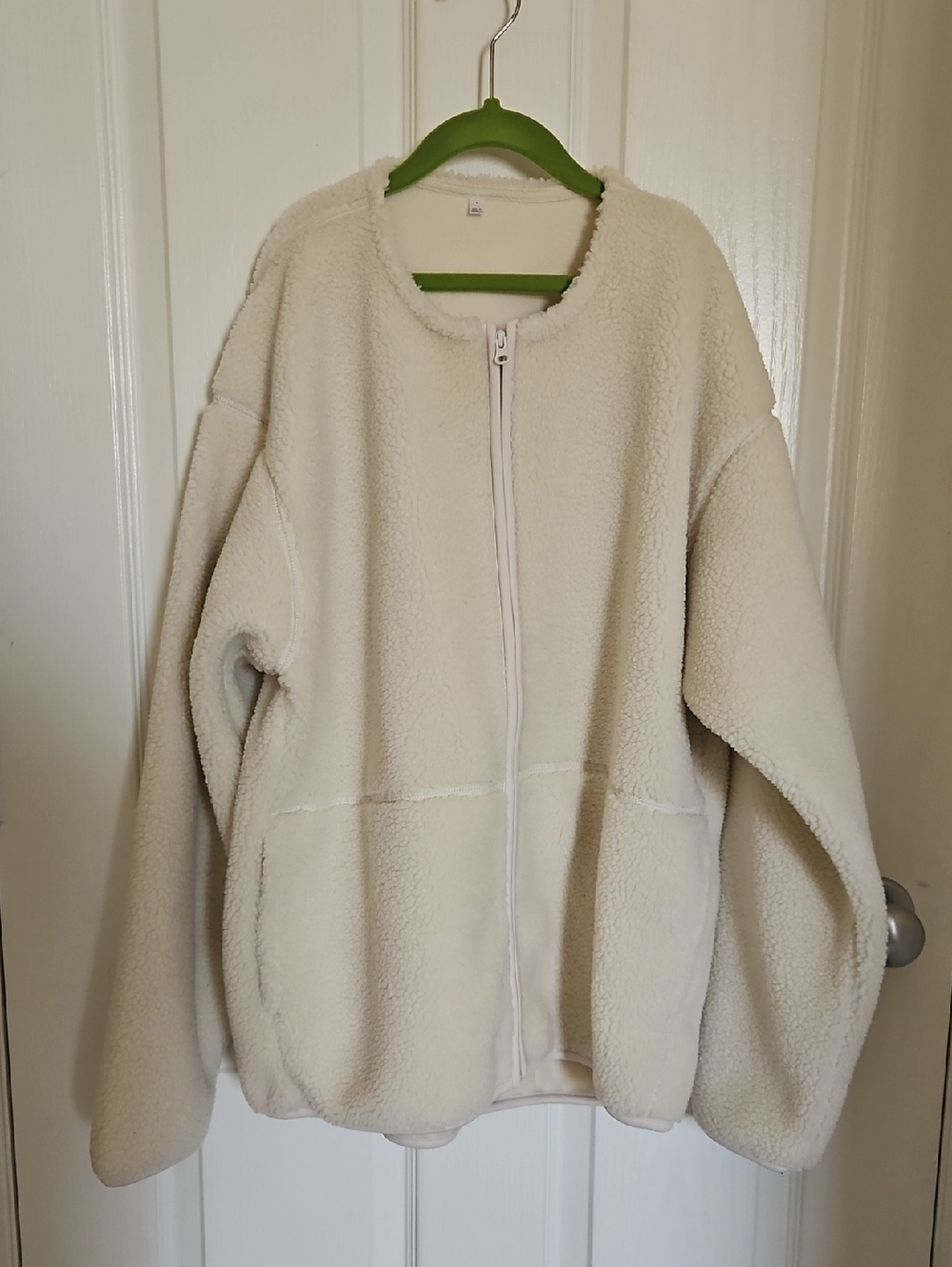 Cream Sherpa Jacket - Plush Fleece Zip Layer